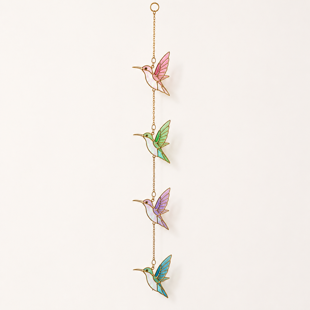 Hummingbird Suncatcher | Stained Glass Style Window Hanging | Car Charm | Bird Lover Gift | Colorful Sun Catcher
