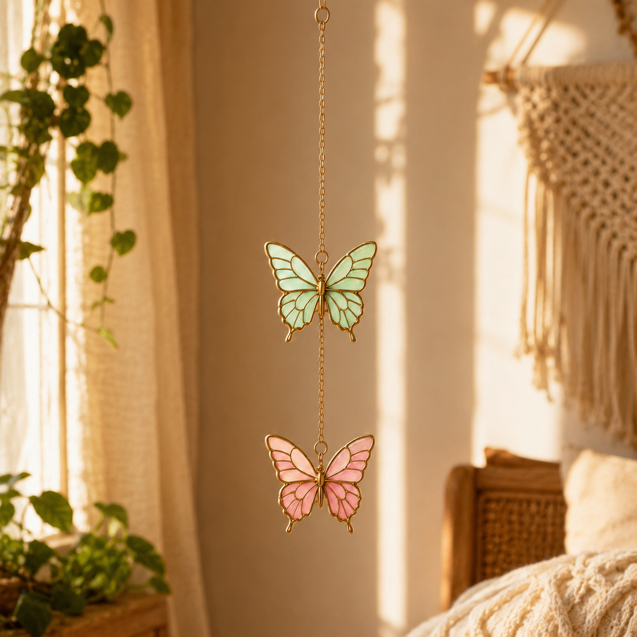 Butterfly Suncatcher | Stained Glass Style Window Hanging | Pastel Butterfly Decor | Car Hanging Decor | Butterfly Gift