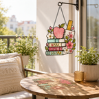 Back to School Suncatcher | Apple Books Stained Glass Style Window Hanging | Teacher Gift | Student Gift | Car Ornament