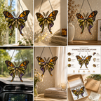 Halloween Luna Moth Suncatcher | Stained Glass Style Window Hanging | Witchy Moon Star Decor | Car Hanging Decor | Moth Gift