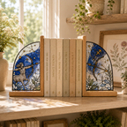 Sagittarius Zodiac Bookends | Wood Glass Bookend Set | Astrology Bookshelf Decor | Stained Glass Style Book Holder | Sagittarius Gift