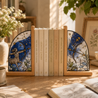 Sagittarius Zodiac Bookends | Wood Glass Bookend Set | Astrology Bookshelf Decor | Stained Glass Style Book Holder | Sagittarius Gift