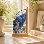 Sagittarius Zodiac Bookends | Wood Glass Bookend Set | Astrology Bookshelf Decor | Stained Glass Style Book Holder | Sagittarius Gift