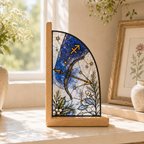 Sagittarius Zodiac Bookends | Wood Glass Bookend Set | Astrology Bookshelf Decor | Stained Glass Style Book Holder | Sagittarius Gift