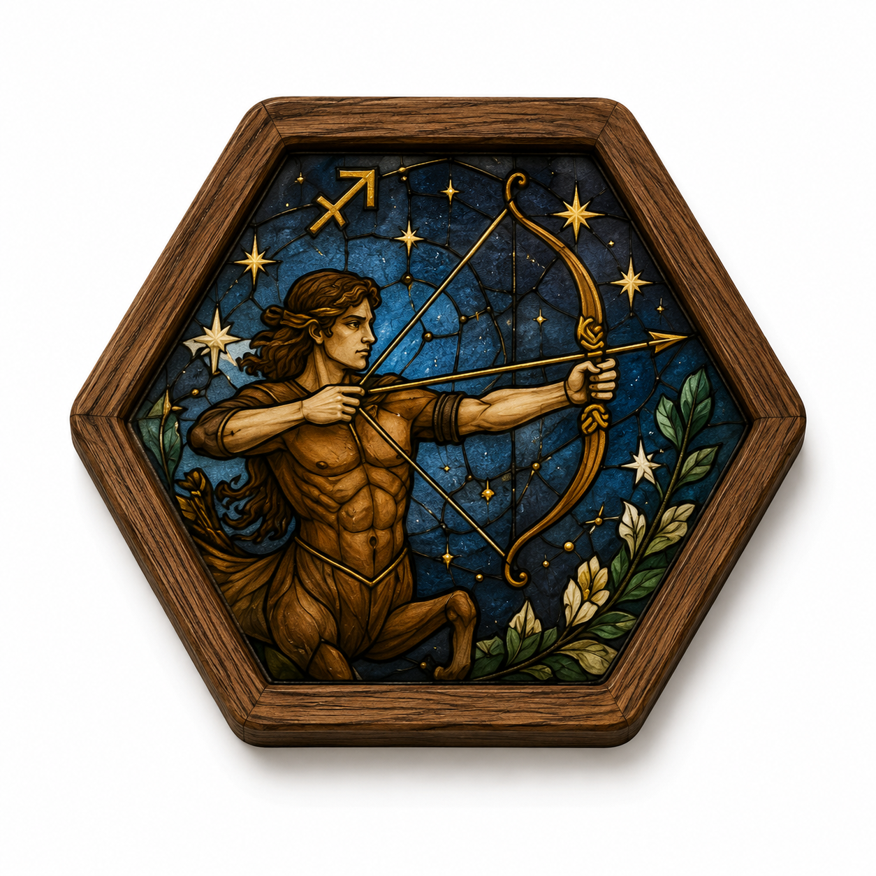 Vintage Wood Glass Zodiac Coasters | Astrology Coaster Set | Stained Glass Style Drink Coasters | Coffee Bar Decor | Zodiac Birthday Gift