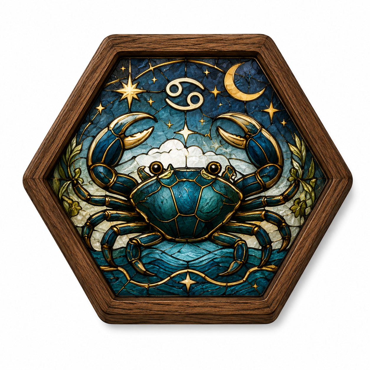 Vintage Wood Glass Zodiac Coasters | Astrology Coaster Set | Stained Glass Style Drink Coasters | Coffee Bar Decor | Zodiac Birthday Gift