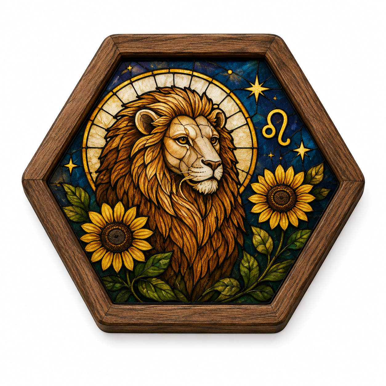 Vintage Wood Glass Zodiac Coasters | Astrology Coaster Set | Stained Glass Style Drink Coasters | Coffee Bar Decor | Zodiac Birthday Gift