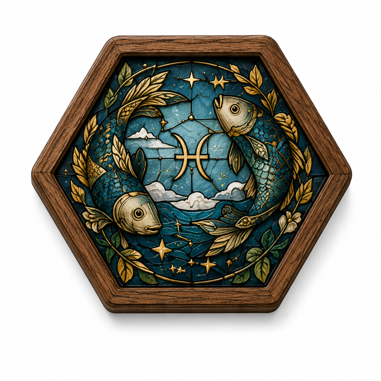 Vintage Wood Glass Zodiac Coasters | Astrology Coaster Set | Stained Glass Style Drink Coasters | Coffee Bar Decor | Zodiac Birthday Gift