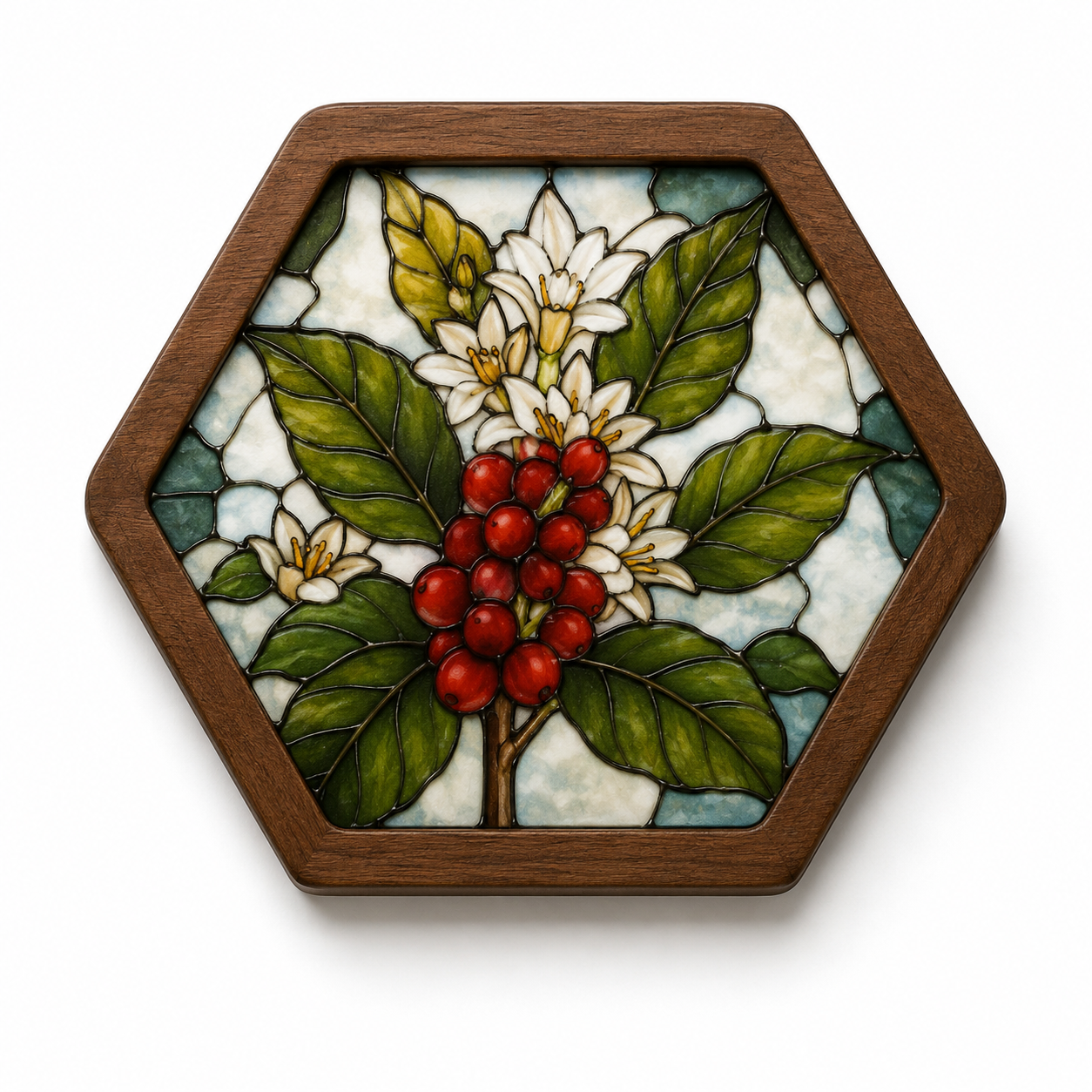 Wood Glass Art Coasters | Stained Glass Style Coffee Coaster Set | Suncatcher Decor | Coffee Bar Decor | Housewarming Gift