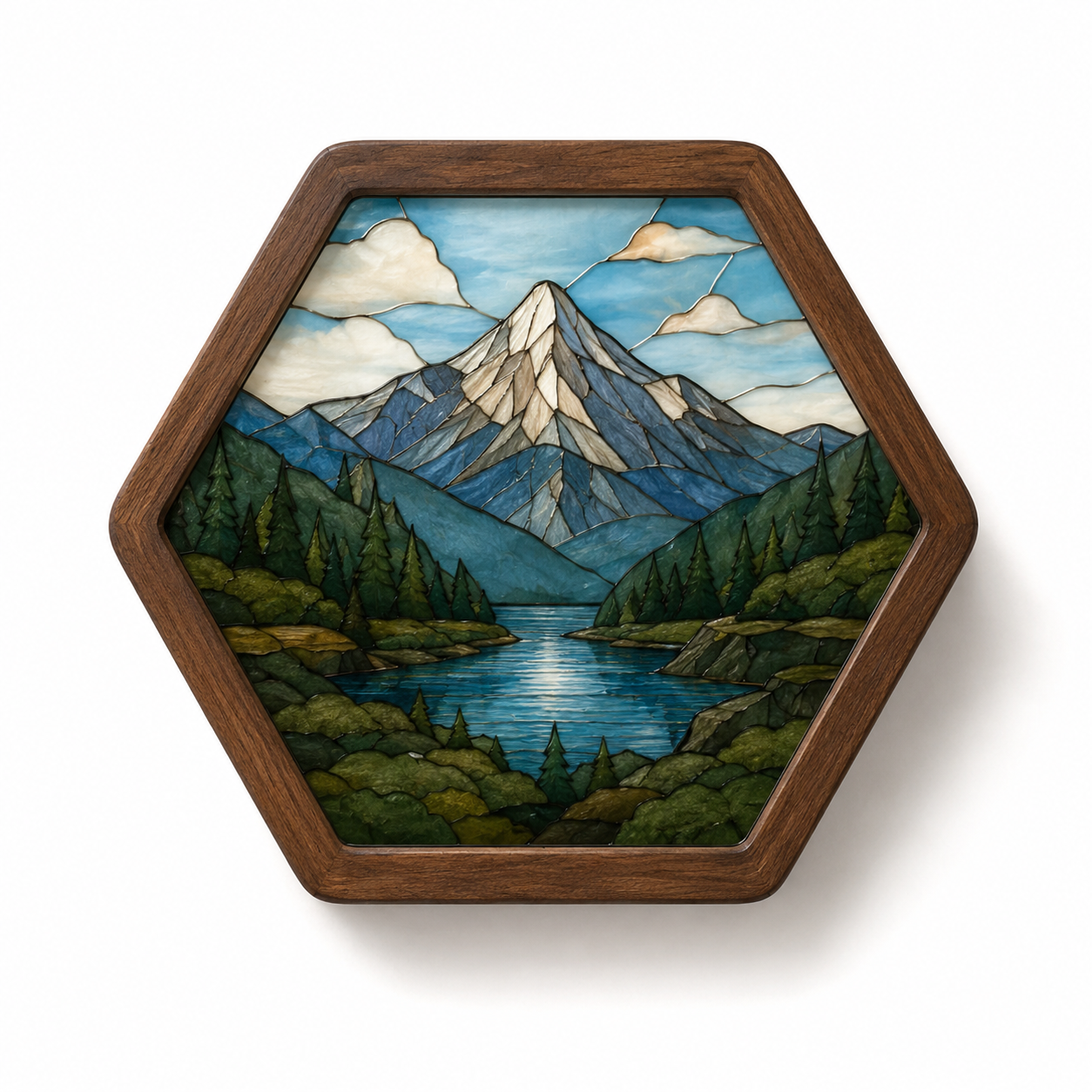 Wood Glass Art Coasters | Stained Glass Style Coffee Coaster Set | Suncatcher Decor | Coffee Bar Decor | Housewarming Gift