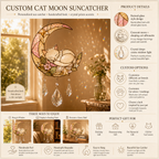Custom Cat Moon Suncatcher | Personalized Pet Memorial Gift | Stained Glass Style Window Hanging | Cat Lover Gift