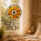 Sunflower Bee Suncatcher | Stained Glass Style Window Hanging | Crystal Rainbow Decor | Bee Lover Gift | Sunroom Decor