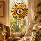 Sunflower Bee Suncatcher | Stained Glass Style Window Hanging | Crystal Rainbow Decor | Bee Lover Gift | Sunroom Decor