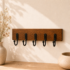 Cute Black Cat Stained Glass Wall Key Holder with 5 Hooks – Entryway Organizer