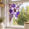 Purple Wisteria Bee Honeycomb Stained Glass Window Corner Hanging Ornament