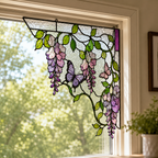 Purple Wisteria Butterfly Stained Glass Window Corner Hanging Ornament