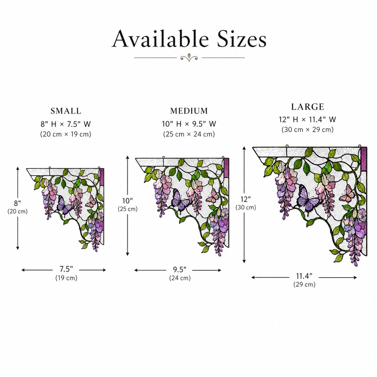Purple Wisteria Butterfly Stained Glass Window Corner Hanging Ornament