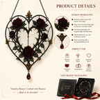 12 Style Gothic Rose Heart Suncatcher with Red Crystal Drop | Stained Glass Style Window Hanging | Romantic Gothic Gift