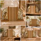 Capricorn Zodiac Bookends | Wood Glass Bookend Set | Astrology Bookshelf Decor | Stained Glass Style Book Holder | Capricorn Gift