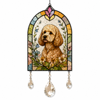 Dog Floral Suncatcher | Stained Glass Style Window Hanging | Crystal Rainbow Decor | Pet Memorial Gift | Dog Lover Gift