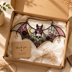 Pink Gothic Bat Skull Suncatcher | Stained Glass Style Window Hanging | Rose Moon Witchy Decor | Car Ornament Gift