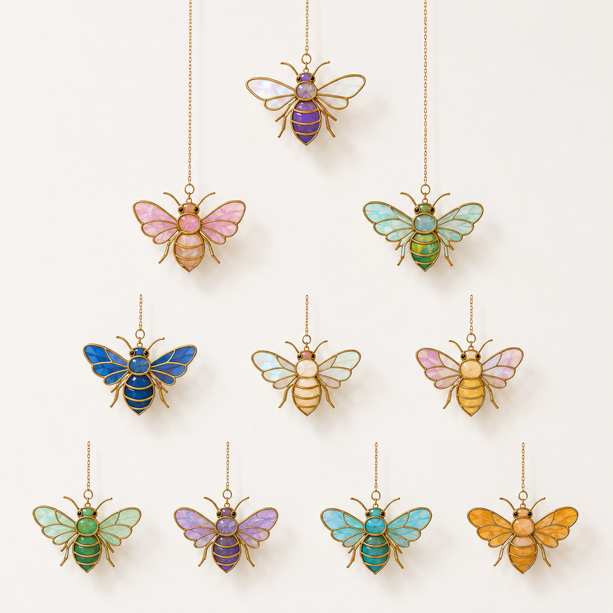 Bee Suncatcher | Stained Glass Style Window Hanging | Gold Bee Wall Decor | Car Hanging Decor | Bee Lover Gift