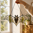 20 Style Halloween Bat Skull Suncatcher | Blue Green Stained Glass Style Window Hanging | Gothic Witchy Decor | Car Ornament Gift