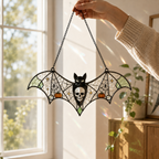 20 Style Halloween Bat Skull Suncatcher | Blue Green Stained Glass Style Window Hanging | Gothic Witchy Decor | Car Ornament Gift
