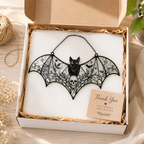 Gothic Bat Skull Suncatcher | Stained Glass Style Window Hanging | Witchy Bat Wall Decor | Car Ornament Gift
