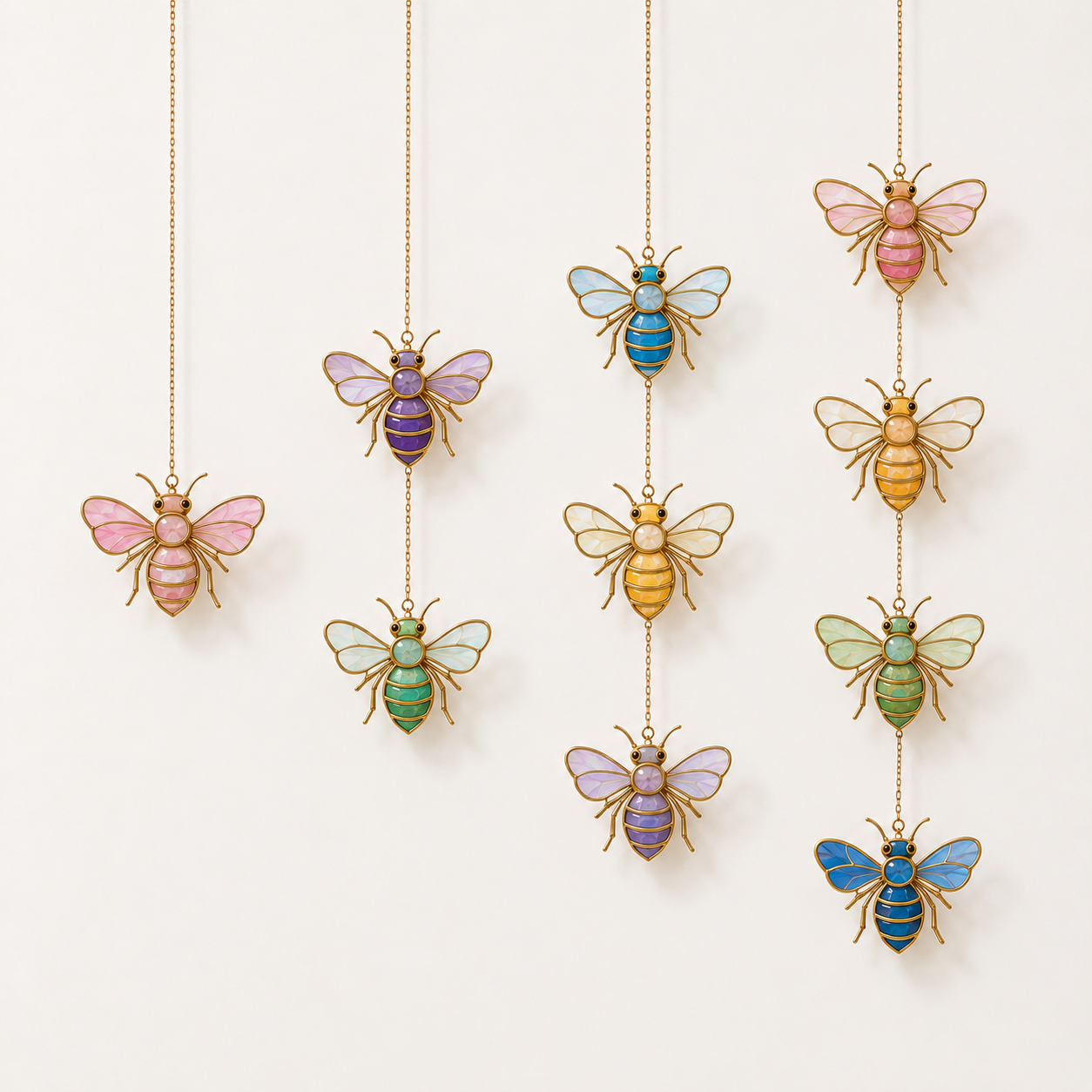 Bee Suncatcher | Stained Glass Style Window Hanging | Gold Bee Wall Decor | Car Hanging Decor | Bee Lover Gift