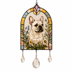 Dog Floral Suncatcher | Stained Glass Style Window Hanging | Crystal Rainbow Decor | Pet Memorial Gift | Dog Lover Gift