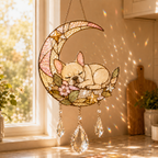 Custom Cat Moon Suncatcher | Personalized Pet Memorial Gift | Stained Glass Style Window Hanging | Cat Lover Gift