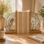 Capricorn Zodiac Bookends | Wood Glass Bookend Set | Astrology Bookshelf Decor | Stained Glass Style Book Holder | Capricorn Gift