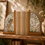Capricorn Zodiac Bookends | Wood Glass Bookend Set | Astrology Bookshelf Decor | Stained Glass Style Book Holder | Capricorn Gift