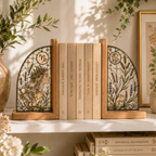 Capricorn Zodiac Bookends | Wood Glass Bookend Set | Astrology Bookshelf Decor | Stained Glass Style Book Holder | Capricorn Gift