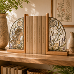Capricorn Zodiac Bookends | Wood Glass Bookend Set | Astrology Bookshelf Decor | Stained Glass Style Book Holder | Capricorn Gift