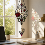 12 Style Gothic Key Suncatcher | Rose Moon Stained Glass Style Window Hanging | Witchy Wall Decor | Car Ornament Gift