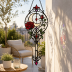 12 Style Gothic Key Suncatcher | Rose Moon Stained Glass Style Window Hanging | Witchy Wall Decor | Car Ornament Gift