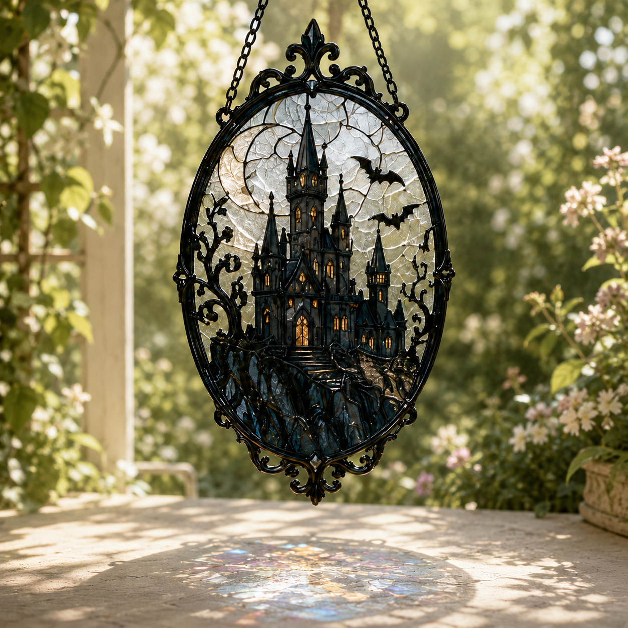 20 Style Gothic Castle Suncatcher | Haunted Castle Stained Glass Style Window Hanging | Dark Academia Decor | Witchy Gift