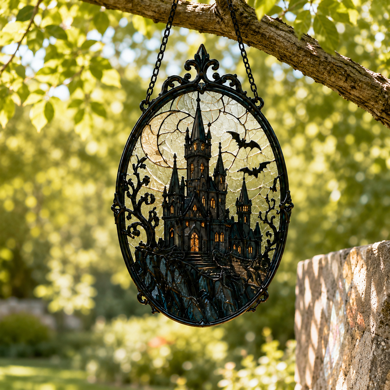20 Style Gothic Castle Suncatcher | Haunted Castle Stained Glass Style Window Hanging | Dark Academia Decor | Witchy Gift