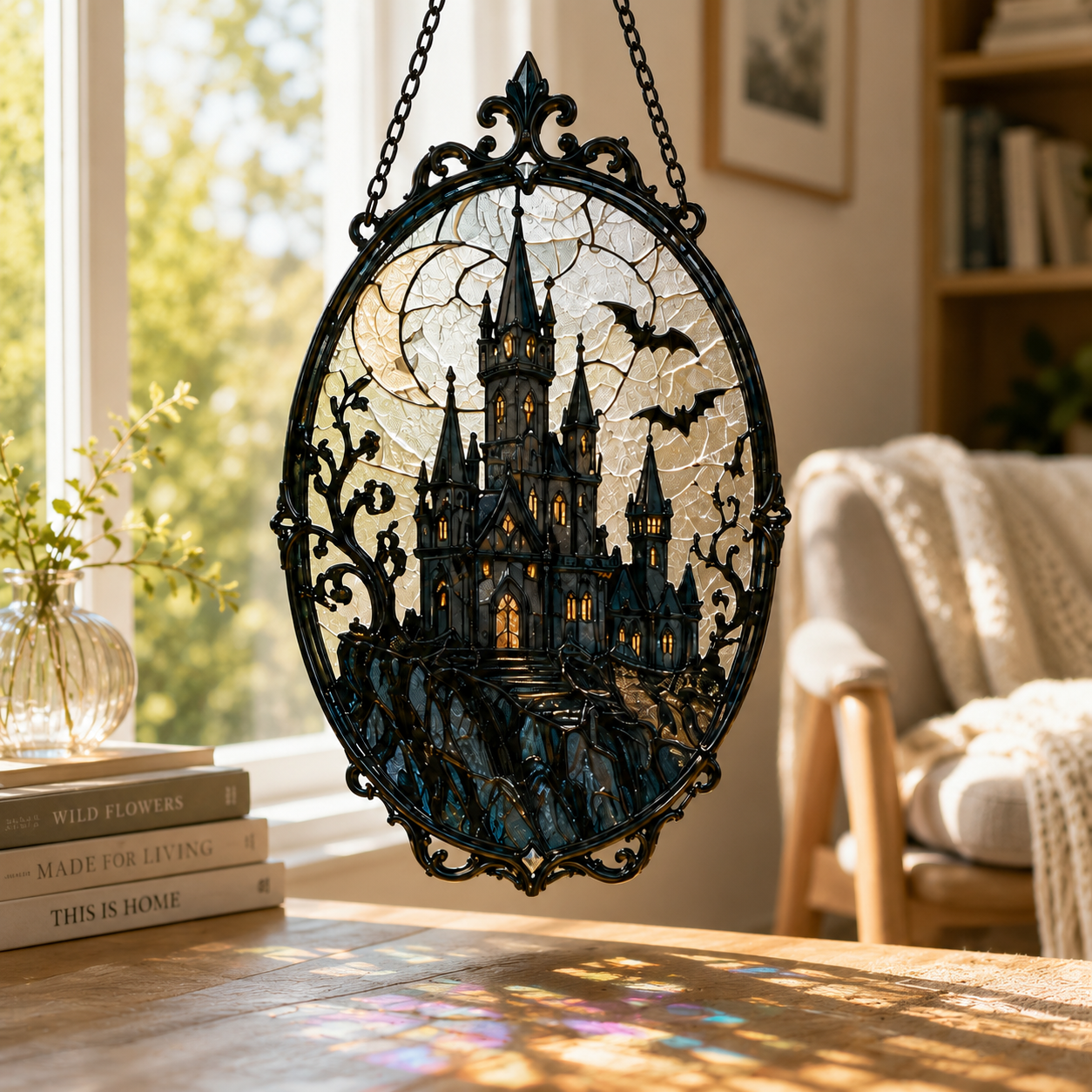 20 Style Gothic Dragon Sword Suncatcher | Stained Glass Style Window Hanging | Dark Romance Decor | Witchy Dragon Gift | Car Ornament