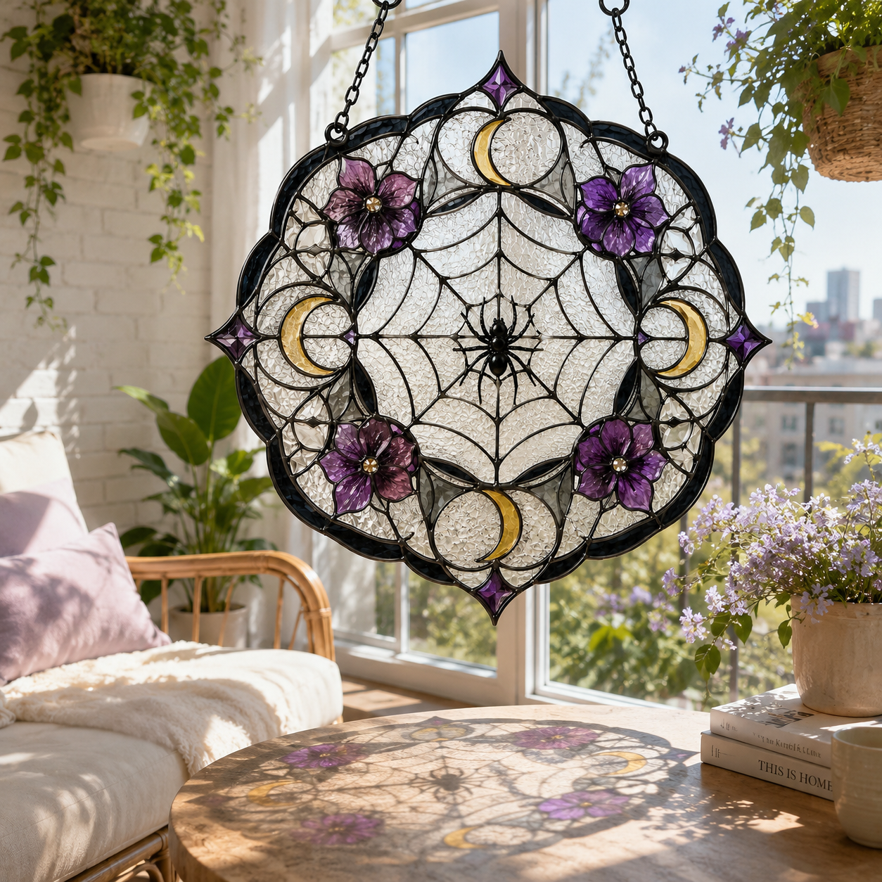 20 Style Gothic Dragon Sword Suncatcher | Stained Glass Style Window Hanging | Dark Romance Decor | Witchy Dragon Gift | Car Ornament