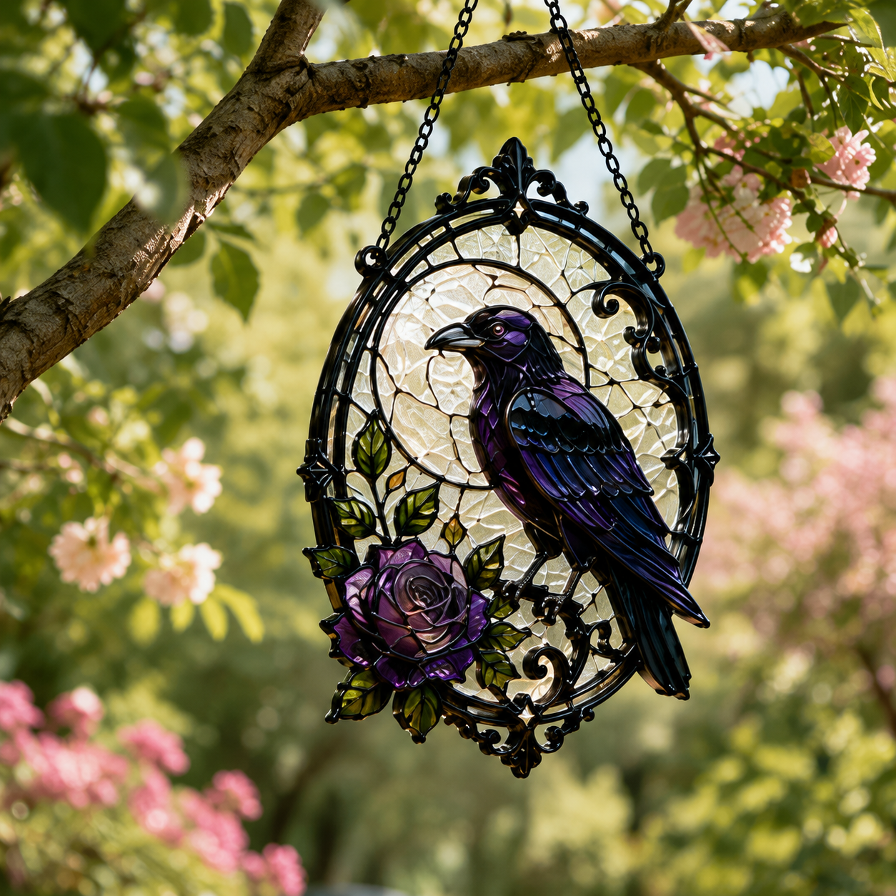 20 Style Gothic Snake Suncatcher | Serpent Sword Stained Glass Style Window Hanging | Witchy Rose Decor | Car Ornament Gift