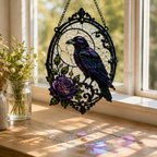 20 Style Gothic Dragon Sword Suncatcher | Stained Glass Style Window Hanging | Dark Romance Decor | Witchy Dragon Gift | Car Ornament