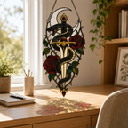 18 Style Gothic Skeleton Suncatcher | Rose Stained Glass Style Window Hanging | Dark Academia Decor | Witchy Gift | Car Ornament