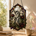 18 Style Gothic Skeleton Suncatcher | Rose Stained Glass Style Window Hanging | Dark Academia Decor | Witchy Gift | Car Ornament