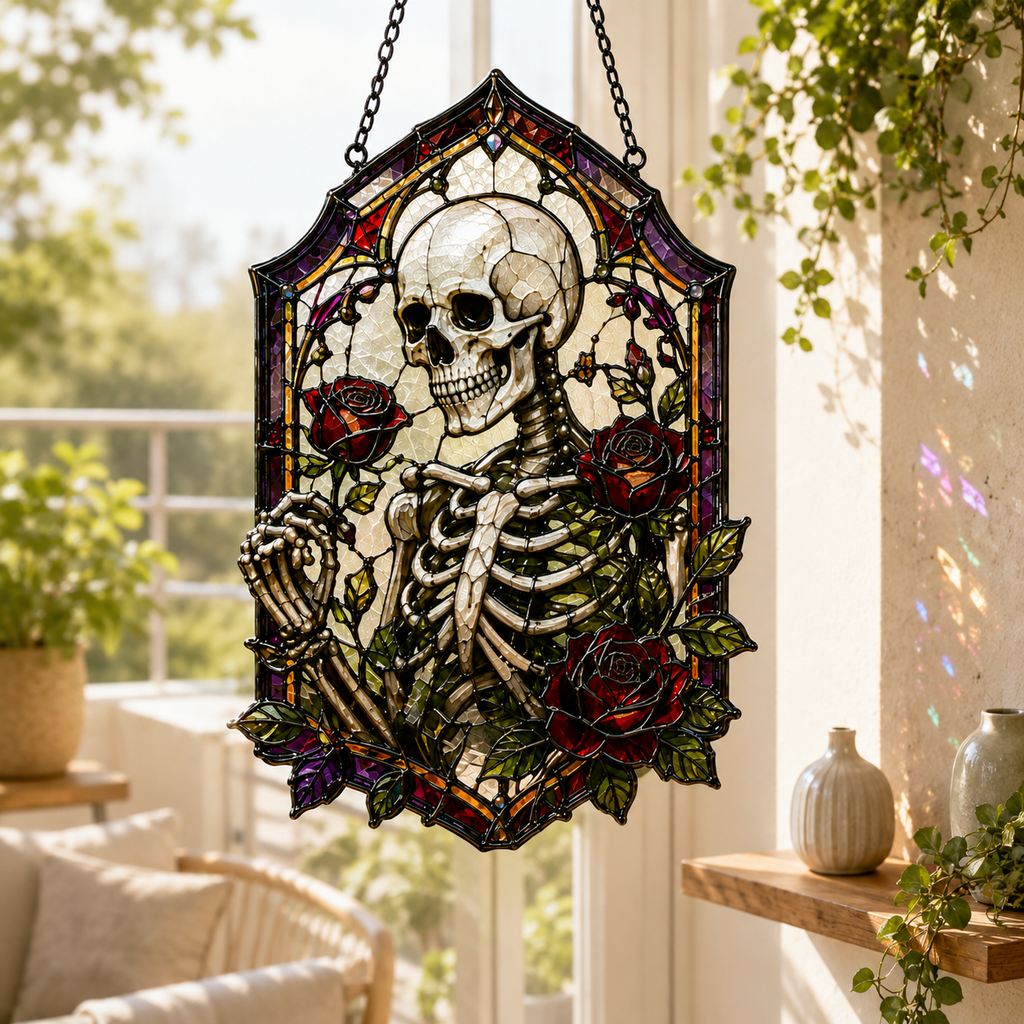 20 Style Gothic Dragon Sword Suncatcher | Stained Glass Style Window Hanging | Dark Romance Decor | Witchy Dragon Gift | Car Ornament