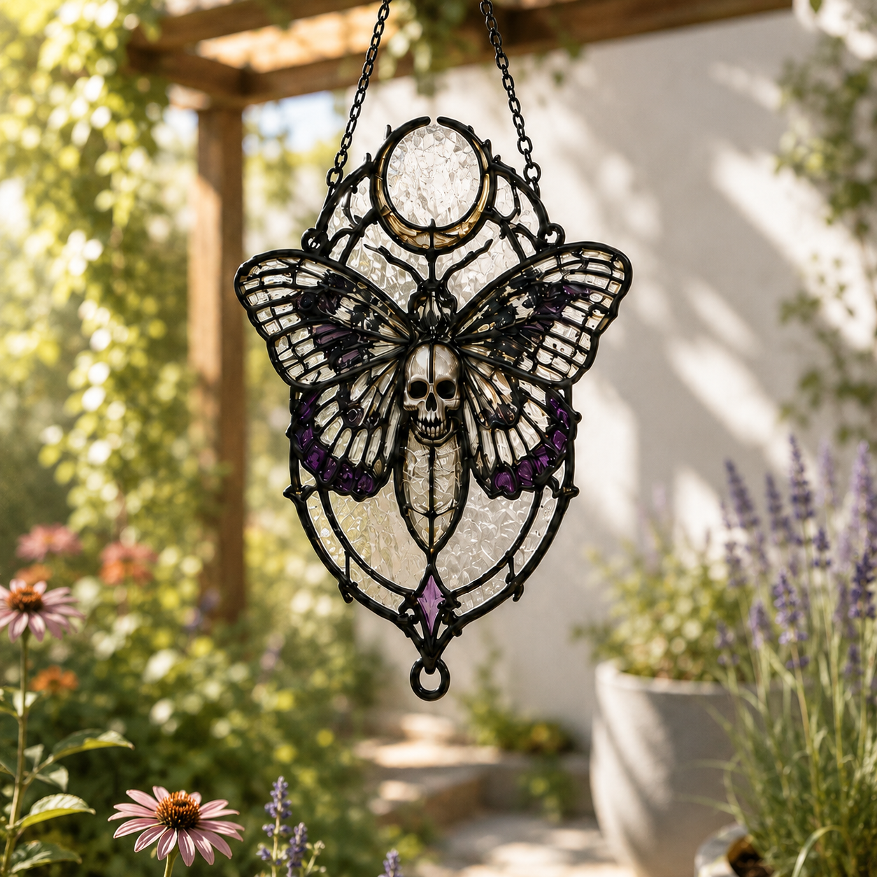 18 Style Gothic Skeleton Suncatcher | Rose Stained Glass Style Window Hanging | Dark Academia Decor | Witchy Gift | Car Ornament