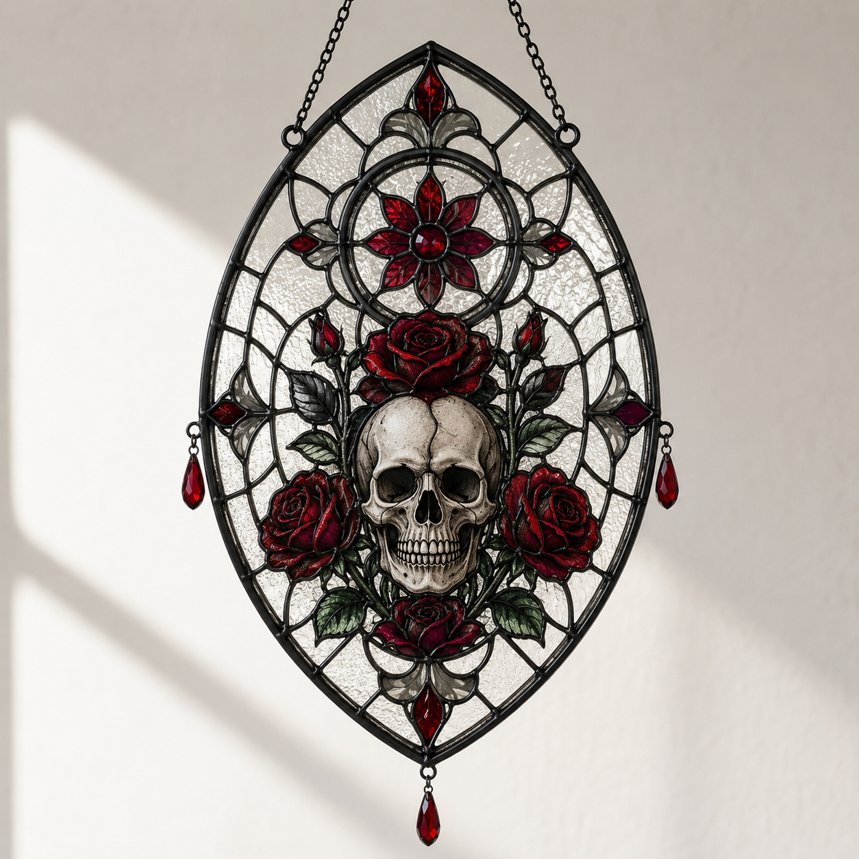 18 Style Gothic Skeleton Suncatcher | Rose Stained Glass Style Window Hanging | Dark Academia Decor | Witchy Gift | Car Ornament