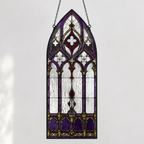 12 Style Gothic Rose Heart Suncatcher with Red Crystal Drop | Stained Glass Style Window Hanging | Romantic Gothic Gift
